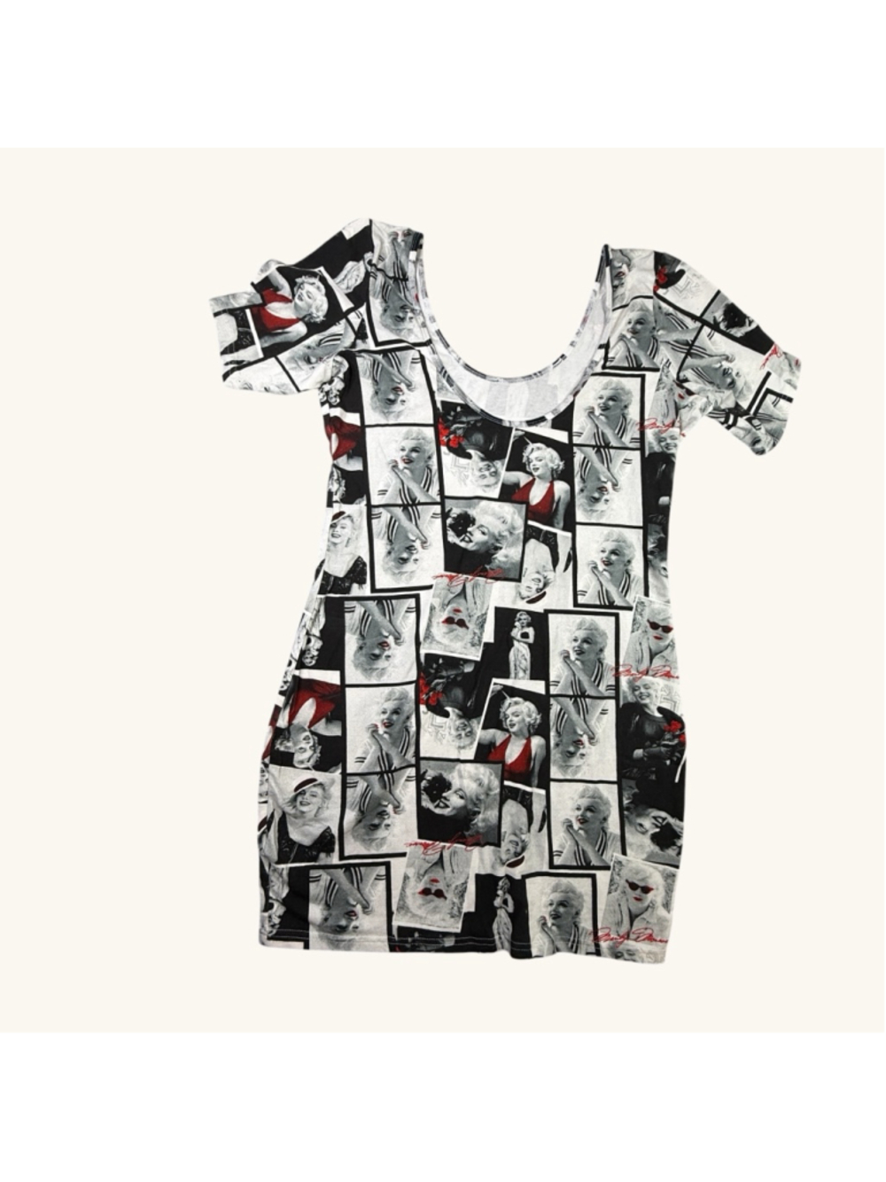 Marilyn Monroe Black White Red Photo-Print Mini Dress